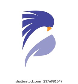 Initial B letter Falcon Eagle Bird Template vector