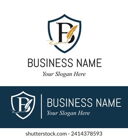 Initial B Letter with Feather Writing for Publisher, Notary, Writer Compay Logo Idea