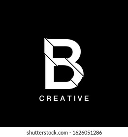 Initial B Letter Flat Logo Abstract Technology Vector Design Concept.