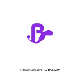 Initial B Letter Isolated Abstract Swoosh Liquid Proton Purple Color Design Logo