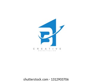 Initial B letter isolated growth swoosh arrow shape logotype