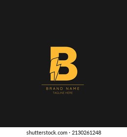 Initial B Letter with Lightning Bolt Logo Icon.