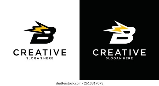 Initial B letter with lightning bolt logo vector design