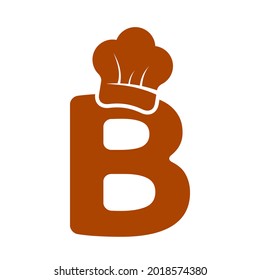 initial b letter logo design vector with toques or chef hat illustration.