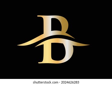 Initial-B-Buchstaben-Logo-Design. Logo-Design für Premium-Buchstaben B mit Wasserwellenkonzept
