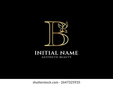 Initial B Letter Logo Design with Butterfly or Leaf Element	