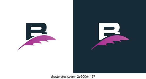 Initial B letter logo and feather symbol. Feather design elements, Initial B letter logo icon, Initial Logo Template