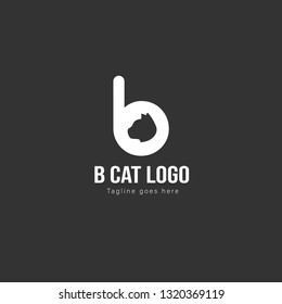 Initial B Letter Logo with head cat, minimalist letter logo template design, head cat logo vector