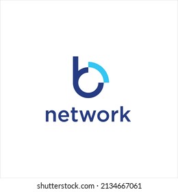initial b letter logo for network technology vector