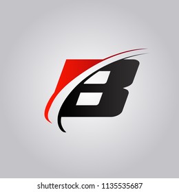 logo de la letra B inicial con color rojo y negro cisne