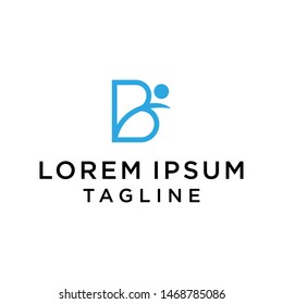 initial B letter logo template with human design,vector logo for business corporate, element , Abstract, fitness, health, coach, illustration design