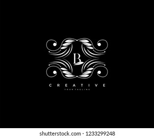 Initial B letter luxury beauty flourishes ornament emblem monogram logo