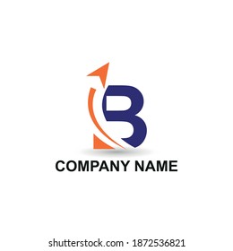 Initial B letter modern logo with arrow plane for logistic, travel, start up template brand