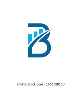 initial b letter with simple finance growth concept logo design