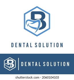 Initial B Letter with Smile for Dental Clinic Business logo Concept. Dentist Orthodontist Health Care Modern Logo Template