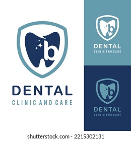 Initial b Letter with Tooth Dental Icon for Dental Clinic and Care for Simple Modern Logo Idea