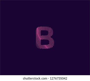 Initial B letter typography abstract dinamic grunge stripes wavy effect monogram logotype