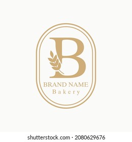 Initial B Letter with Wheat Grain for Bakery, Bread, Cake, Cafe, Pastry, Healthy Food, Cafetarian, Home Industries Business Logo Vector Idea 