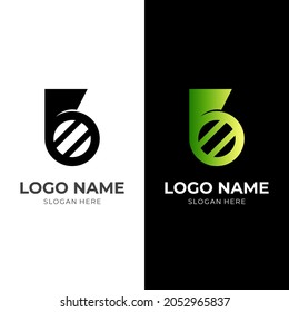 initial B logo design vector with flat green and black color style