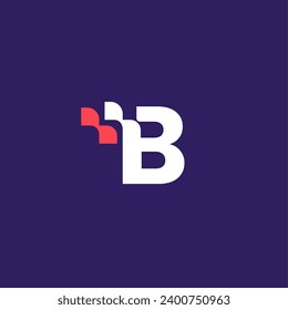 Initial B logo with flag futtering effect. Letter B usable for business technology logo in the form of data. network connection icon, share symbol design vector