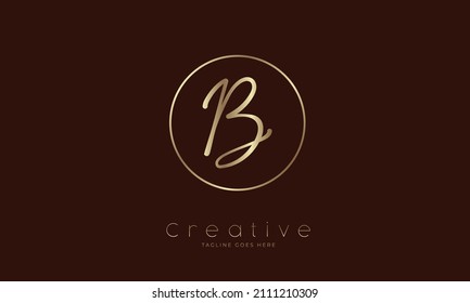 Logotipo B inicial. letra dibujada a mano B en círculo con color oro. utilizable para empresas. logotipos personales y de empresa. ilustración vectorial