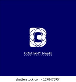 initial B logo letter with abstract circle lines pattern symbol design concept in blue background color