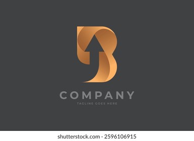 Initial B Logo, letter B with with arrow inside, Usable for Business, finance and logistic Logos, Flat Vector Logo Design Template, vector illustration