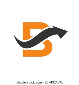 Logo Inicial B, Letra B Y Signo De Combinación De Flecha Financiera. Logotipo Financiero En Concepto De Letra B. Logo De Marketing Y Negocios Financieros
