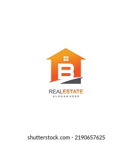 Logo inicial B con concepto inmobiliario