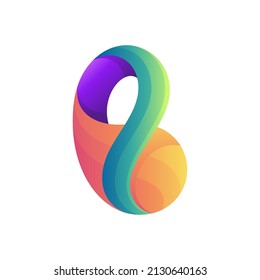 initial B logo vector with 3d colorful style