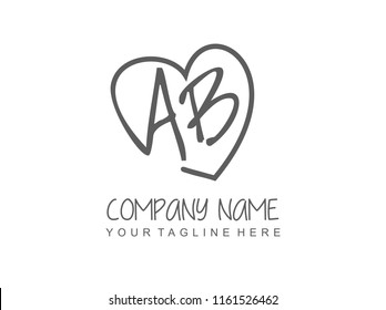 Initial A B with love logo template vector