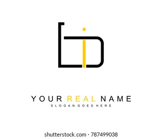 Initial B & I minimalist logo template vector