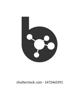 Initial B with molecule logo icon vector. Chemical science concept