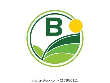 Initial B monogram alphabet with agriculture. agriculture logo design vector template. Font emblem. Modern vector logo for business.