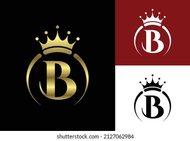 Initial B monogram alphabet with a crown. Royal, King, queen luxury symbol. Font emblem.