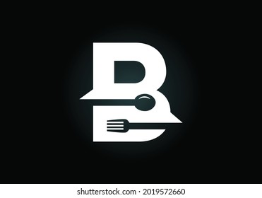 Initial B monogram alphabet with a fork, spoon. Font emblem. Modern vector logo for cafe, restaurant, cooking business, and company identity
