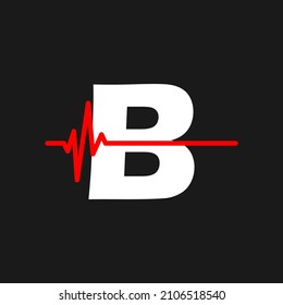 Alfabeto inicial b monograma con impulso de salud. Vector de diseño de icono del logotipo de latido. emblema de letra. Logo para negocios médicos o de salud e identidad de la empresa