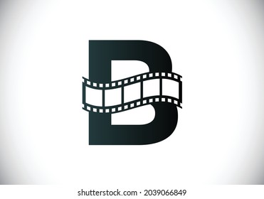 Initial B monogram alphabet incorporated with film reel. Video and movie logo concept. Font emblem. Logo for the entertainment business and company identity