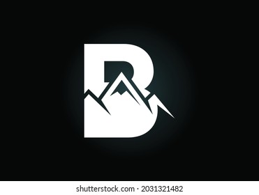 Initial B monogram alphabet with the mountain peak. Mountain Logo sign symbol. Font emblem. Modern vector logo for the business, and company identity