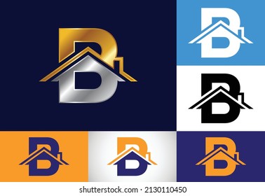 Initial B monogram alphabet with the roof. Home or house sign. Real estate logo concept. Font emblem. Modern vector logo for Real estate business and company identity.