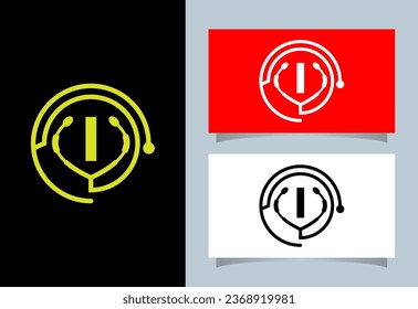 initial B monogram alphabet with  stethoscope Healthcare Logo Vector