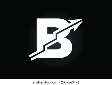 Diseño inicial del símbolo del alfabeto en monograma B incorporado con la flecha. Concepto de logotipo financiero o de éxito. emblema de letra. Logotipo para identidad empresarial y de empresa