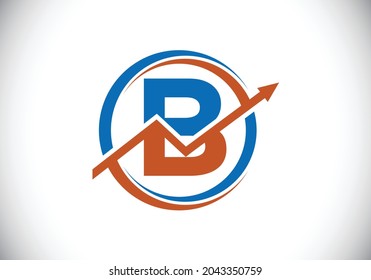 Initial B monogram alphabet symbol design incorporated with the arrow. Financial or success logo concept. Font emblem. Logo for accounting business and company identity