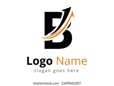 Initial B monogram alphabet symbol design incorporated with the arrow. Financial Logo Template With Marketing Growth Arrow Logo for accounting business and company identity