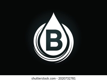Initial B monogram alphabet with water drop in a spiral. Waterdrop logo design vector template. Font emblem. Modern vector logo for business and company identity