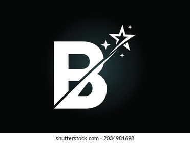 Initial B monogram letter alphabet with swoosh and star logo icon. Abstract star logo sign symbol design. Modern vector logo for business and company identity.
