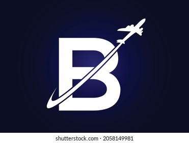 Alfabeto inicial B monograma con diseño de logotipo de viaje. emblema de letra. Logotipo vectorial moderno para identidad empresarial y de empresa.