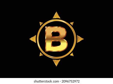Initial B monogram letter alphabet in a compass. Font emblem. Compass logo sign symbol. Modern vector logo design for business and company identity.