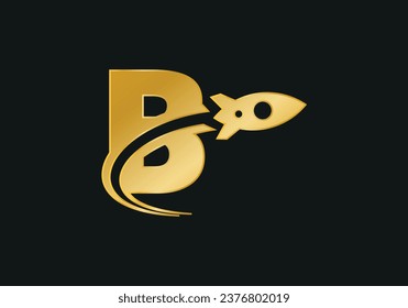 Initial B monogram letter alphabet with a Rocket logo design. Rocket icon. Modern vector logotype for business and company identity.