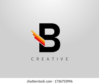 Initial B Monogram Logo. Abstract Wing and Strip B letter Icon